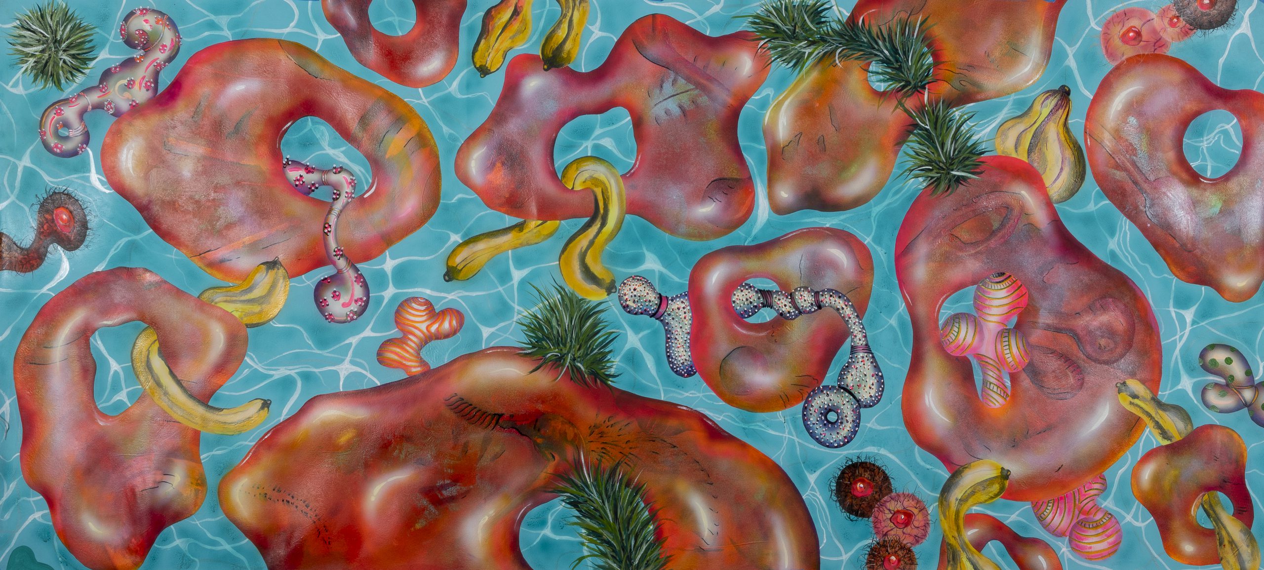 The day after party, acrylic on canvas, 100 × 200 cm, 2022